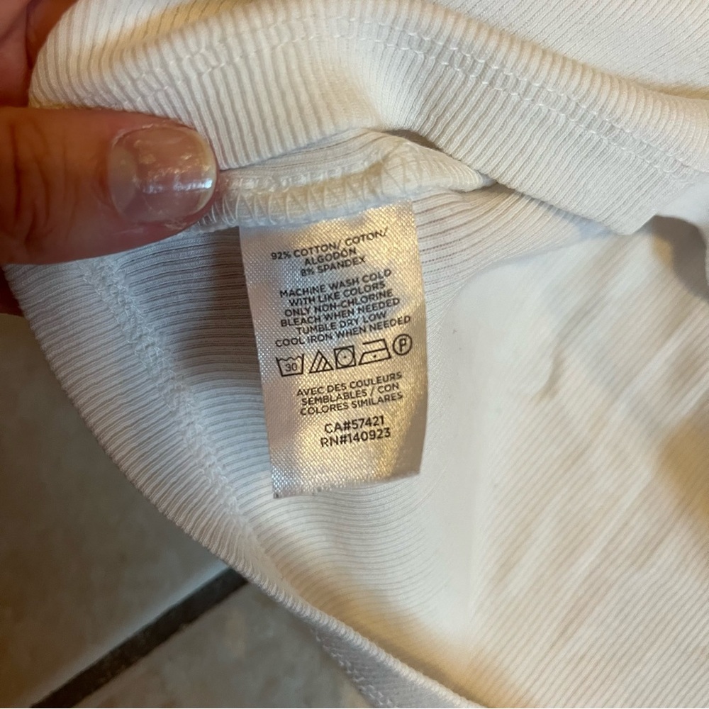 LOFT White Ribbed Tee - Picture 3 of 4